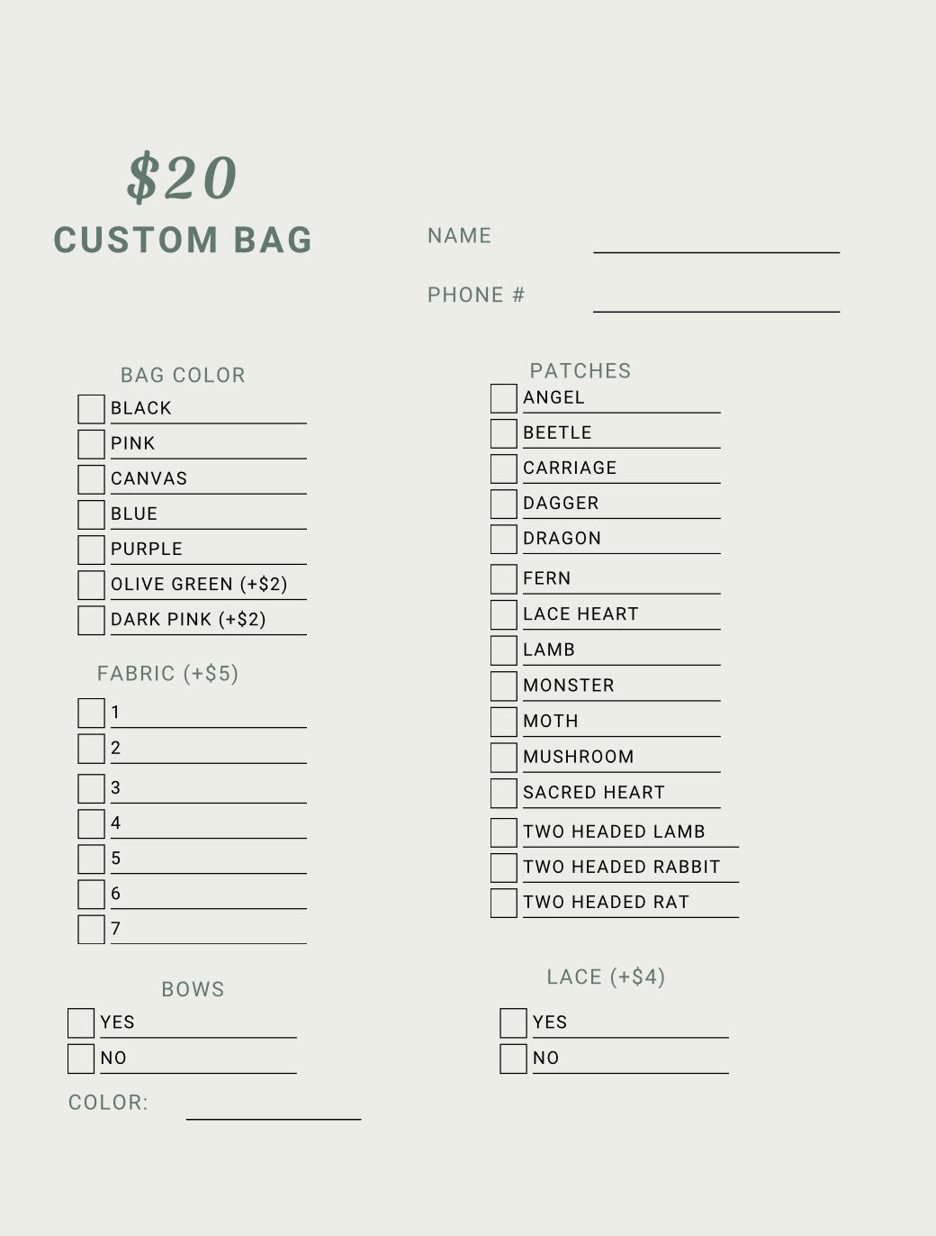 Custom bag