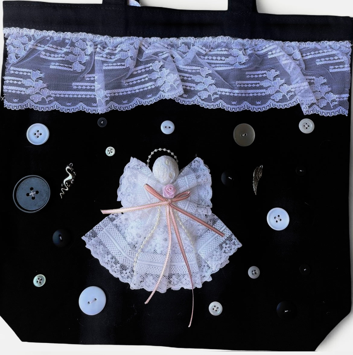 lace angel L tote bag