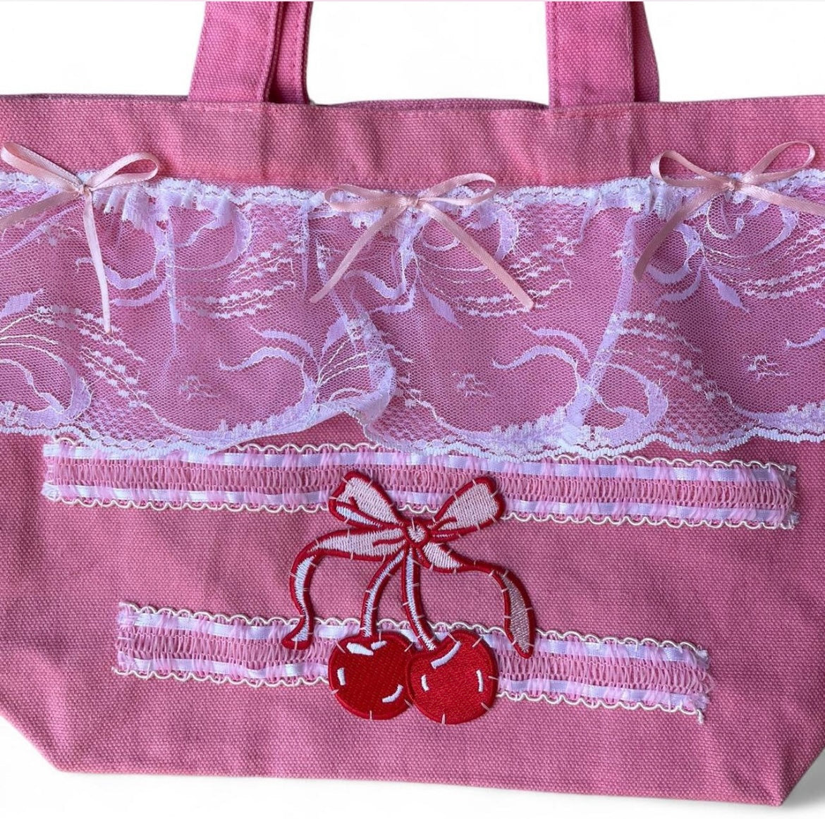 light pink cherry lacey M bag