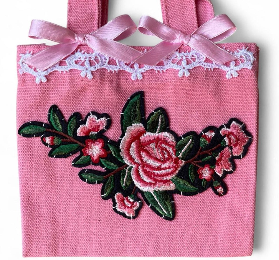 light pink flower S bag
