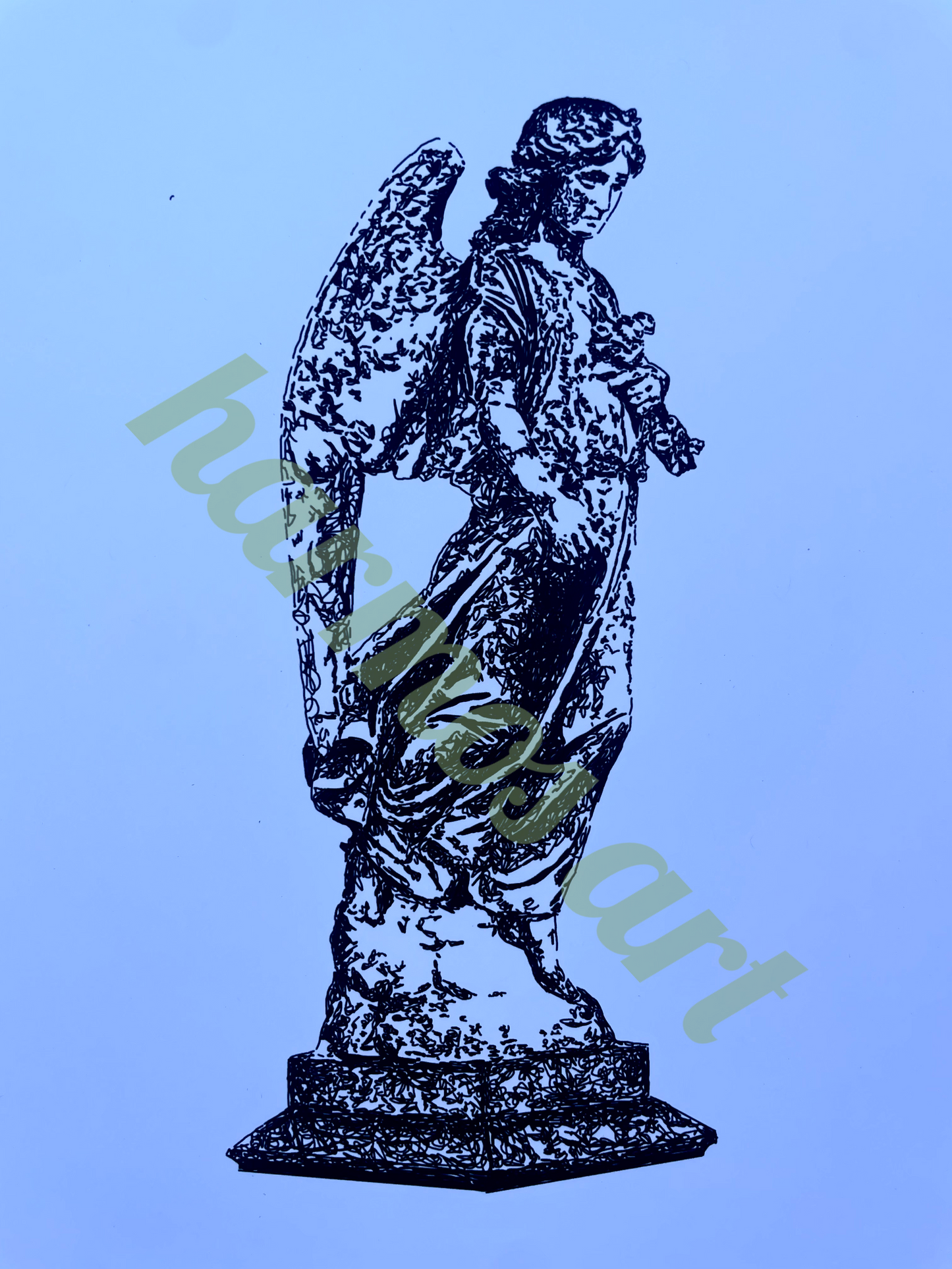 angel statue print
