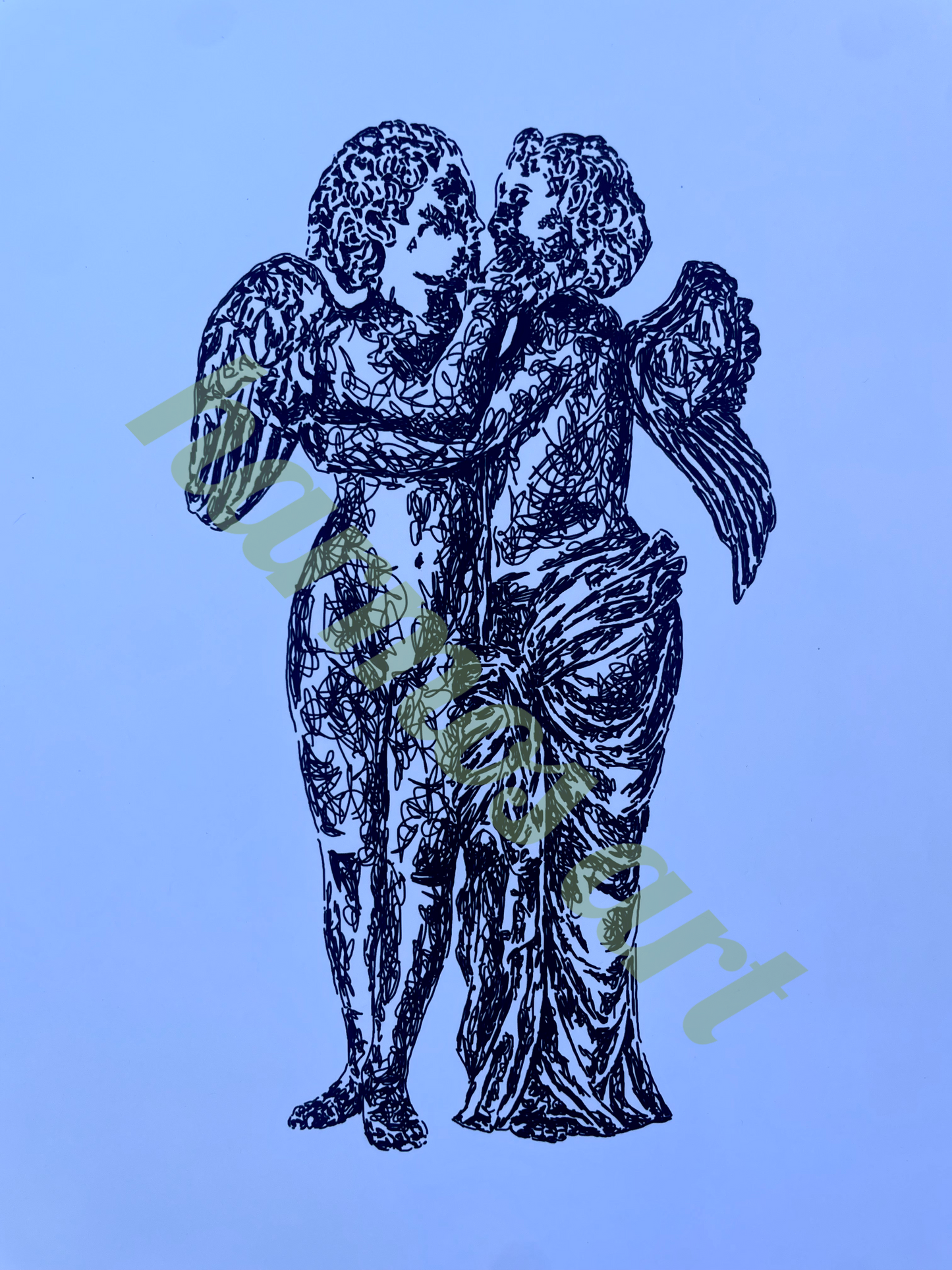 kissing angels print