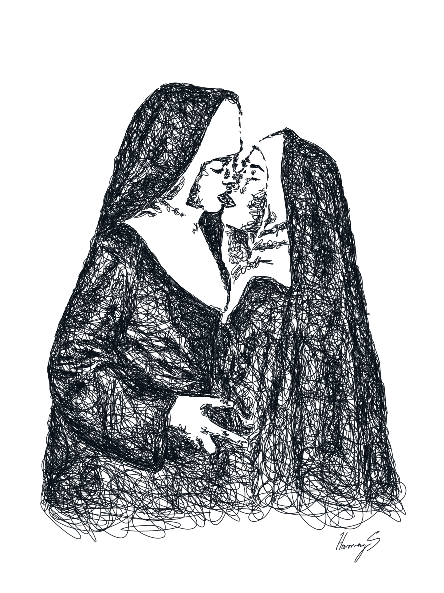 Kissing nuns print