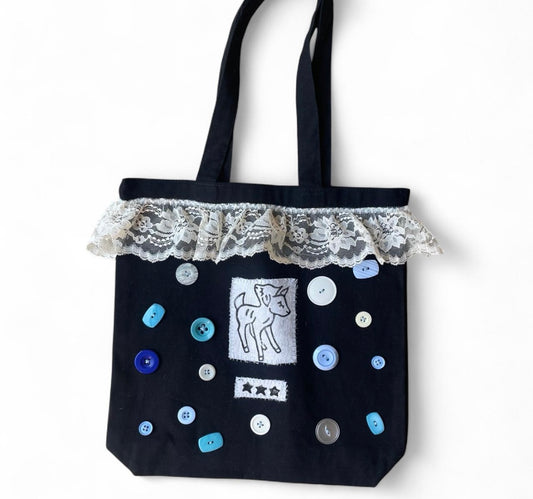 double headed lamb blue buttons L bag