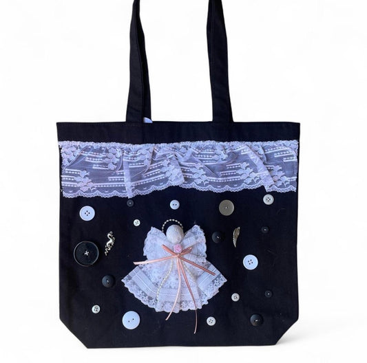 lace angel L tote bag
