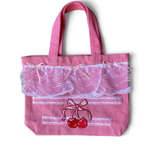light pink cherry lacey M bag