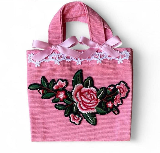 light pink flower S bag