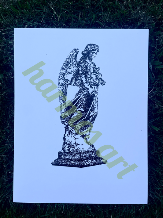angel statue print