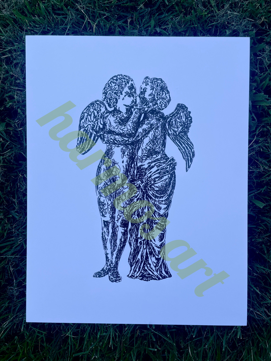 kissing angels print