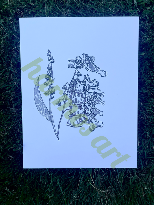 lily of the valley and vertebrae print