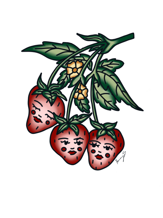 Strawberry group print