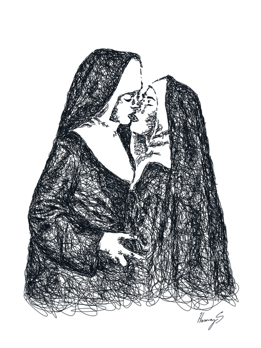 Kissing nuns print